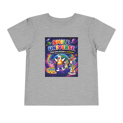 Smile Universe™ Toddler Short Sleeve Tee – "Where Being Different is CELEBRATED!" Graphic