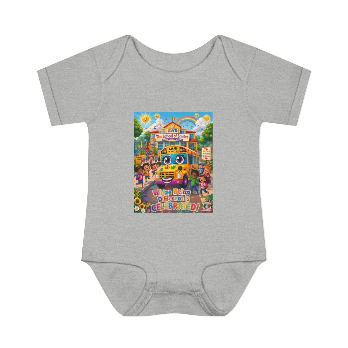 Lani™ Infant Baby Rib Bodysuit – "Where Being Different is CELEBRATED!" Graphic