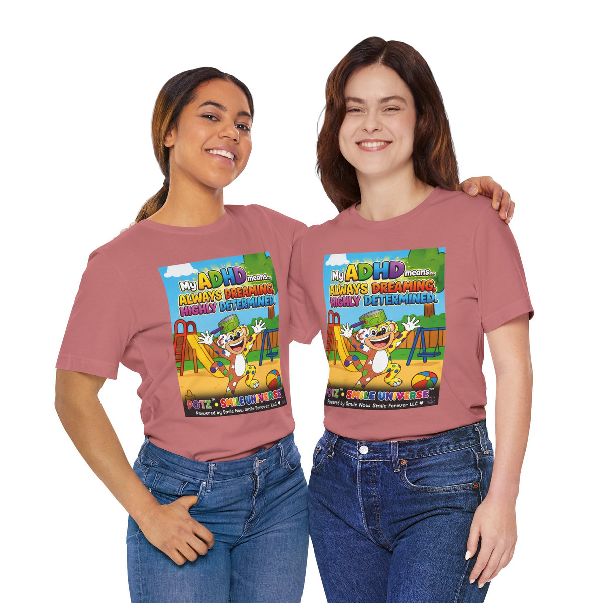 Potz™ Unisex Jersey Short Sleeve Tee – "My ADHD Means Always Dreaming, Highly Determined" Graphic Tee | Smile Universe Collection