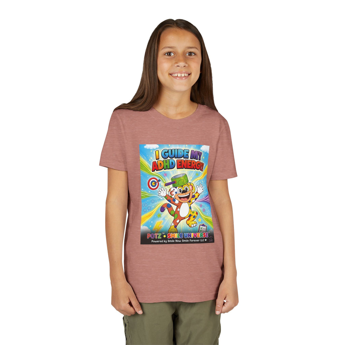 Potz™ Youth Short Sleeve Tee – "I Guide My ADHD Energy!" Graphic Tee | Smile Universe Collection