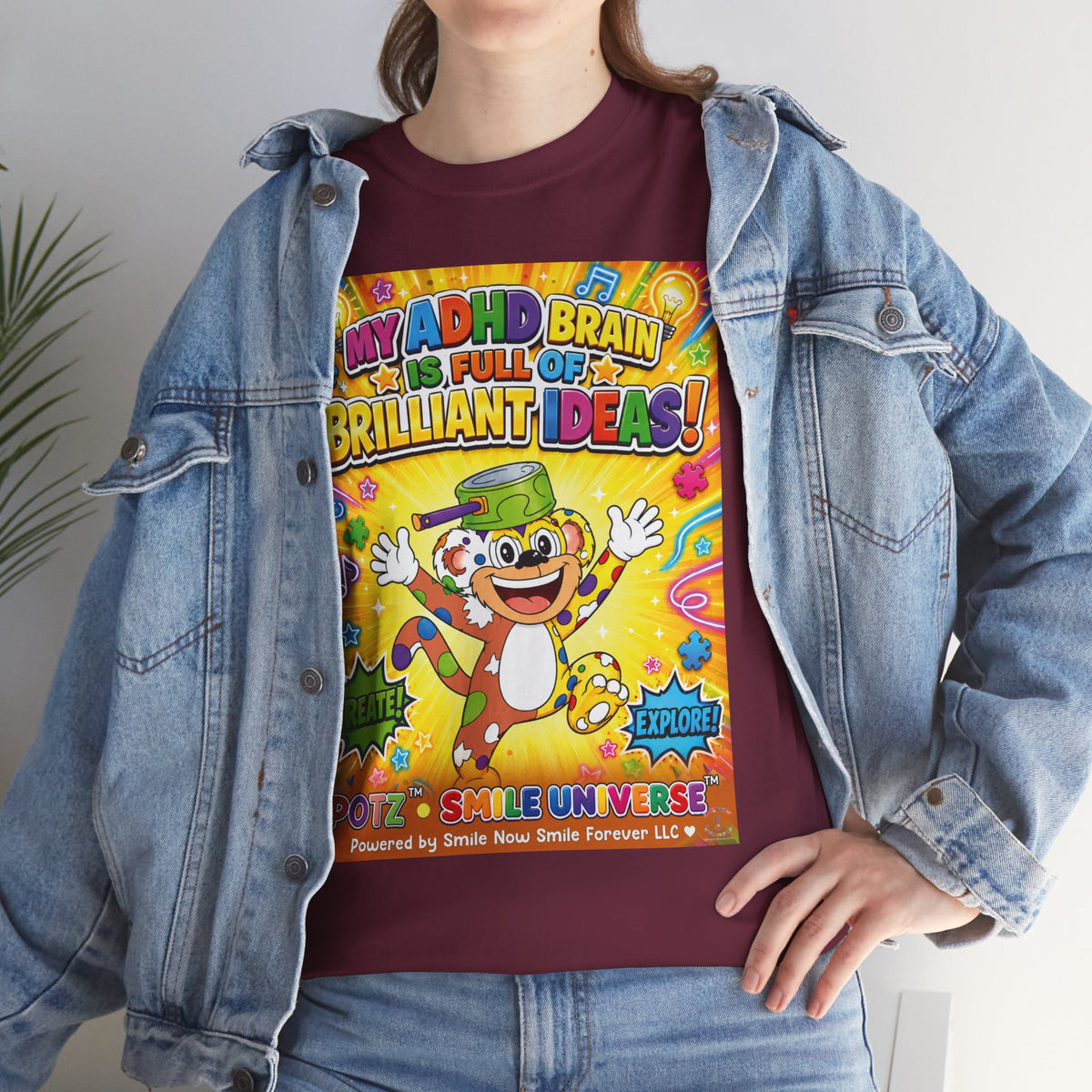 Potz™ Unisex Heavy Cotton™ Tee – "My ADHD Brain is Full of Brilliant Ideas!" Graphic Tee | Smile Universe Collection