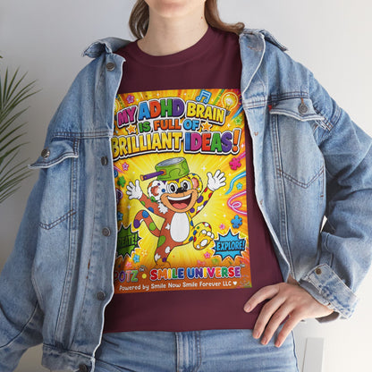 Potz™ Unisex Heavy Cotton™ Tee – "My ADHD Brain is Full of Brilliant Ideas!" Graphic Tee | Smile Universe Collection