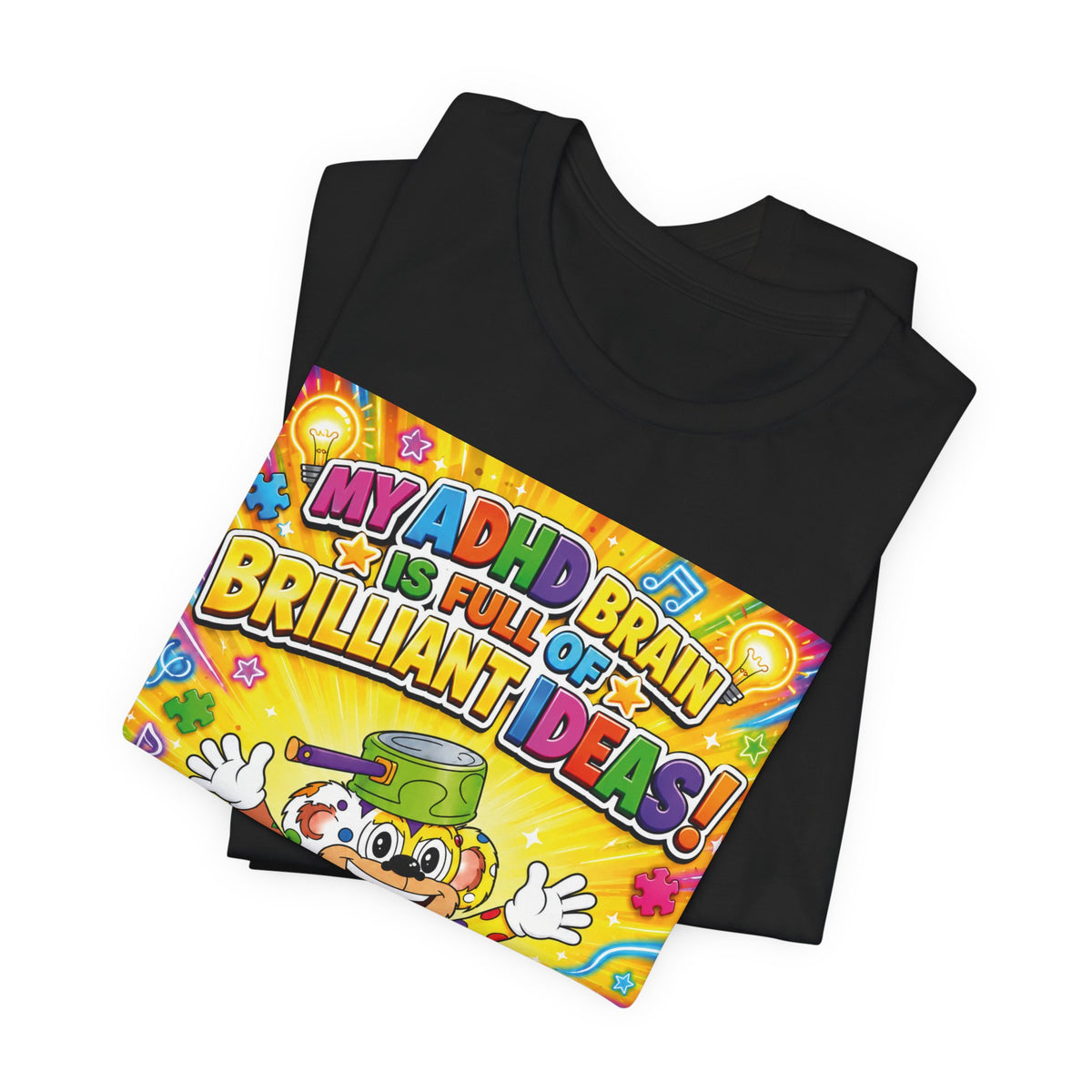Potz™ Unisex Jersey Short Sleeve Tee – "My ADHD Brain is Full of Brilliant Ideas!" Graphic Tee | Smile Universe Collection