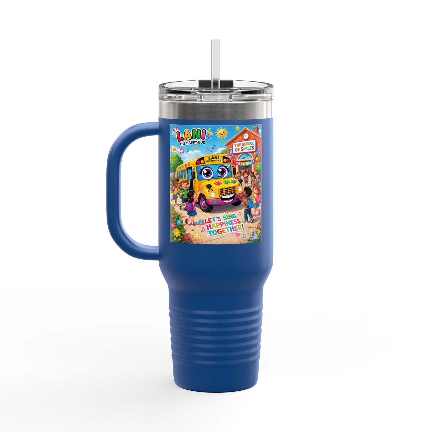 Lani™ 40oz Insulated Travel Mug – "Let's Sing Happiness Together!" Graphic