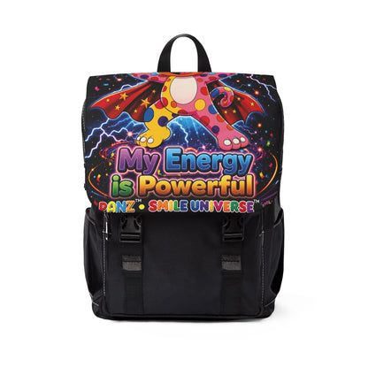 Panz™ Unisex Casual Shoulder Backpack – "My Energy is Powerful" Graphic Backpack | Smile Universe Collection
