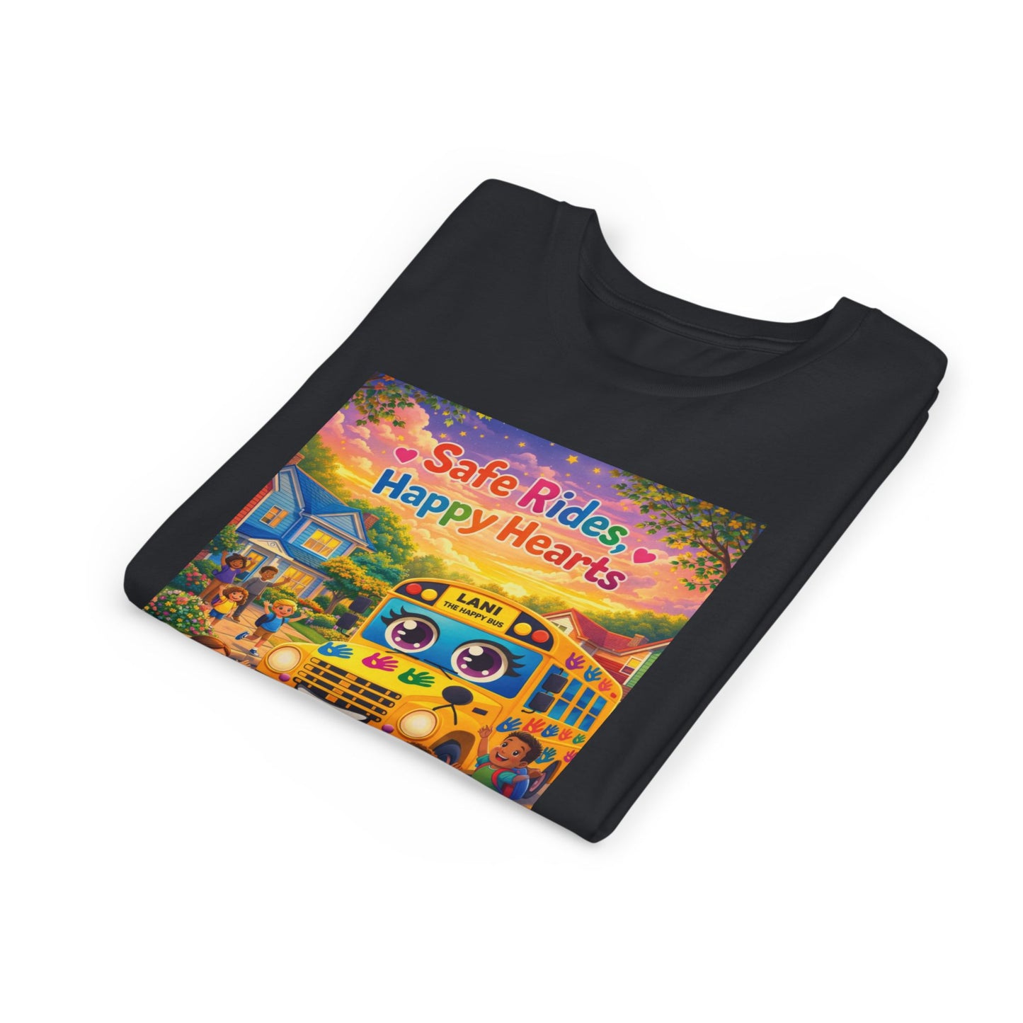 Lani™ Youth Short Sleeve Tee – "Safe Rides, Happy Hearts" Graphic