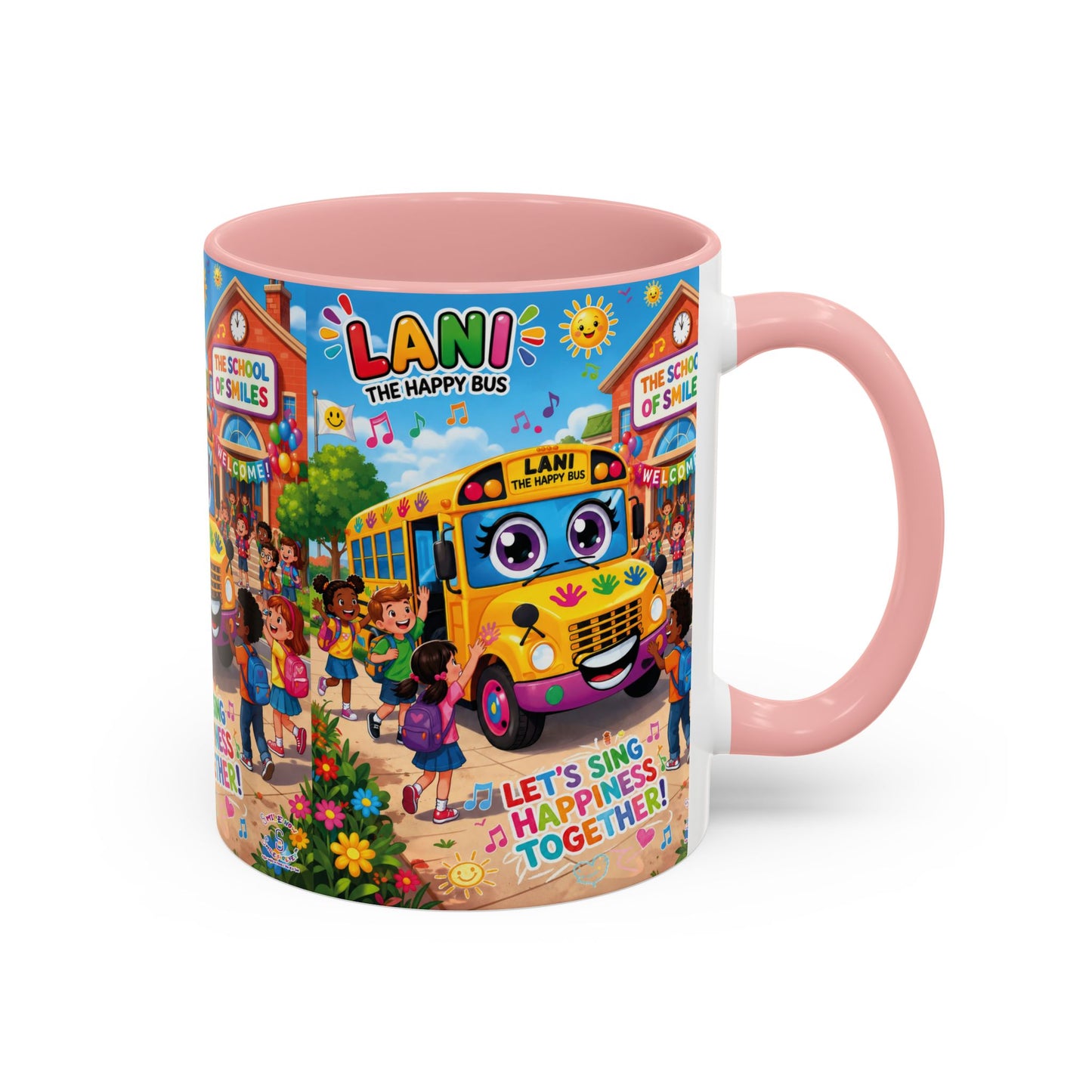 Lani™ Accent Coffee Mug (11oz & 15oz) – "Let's Sing Happiness Together!" Graphic