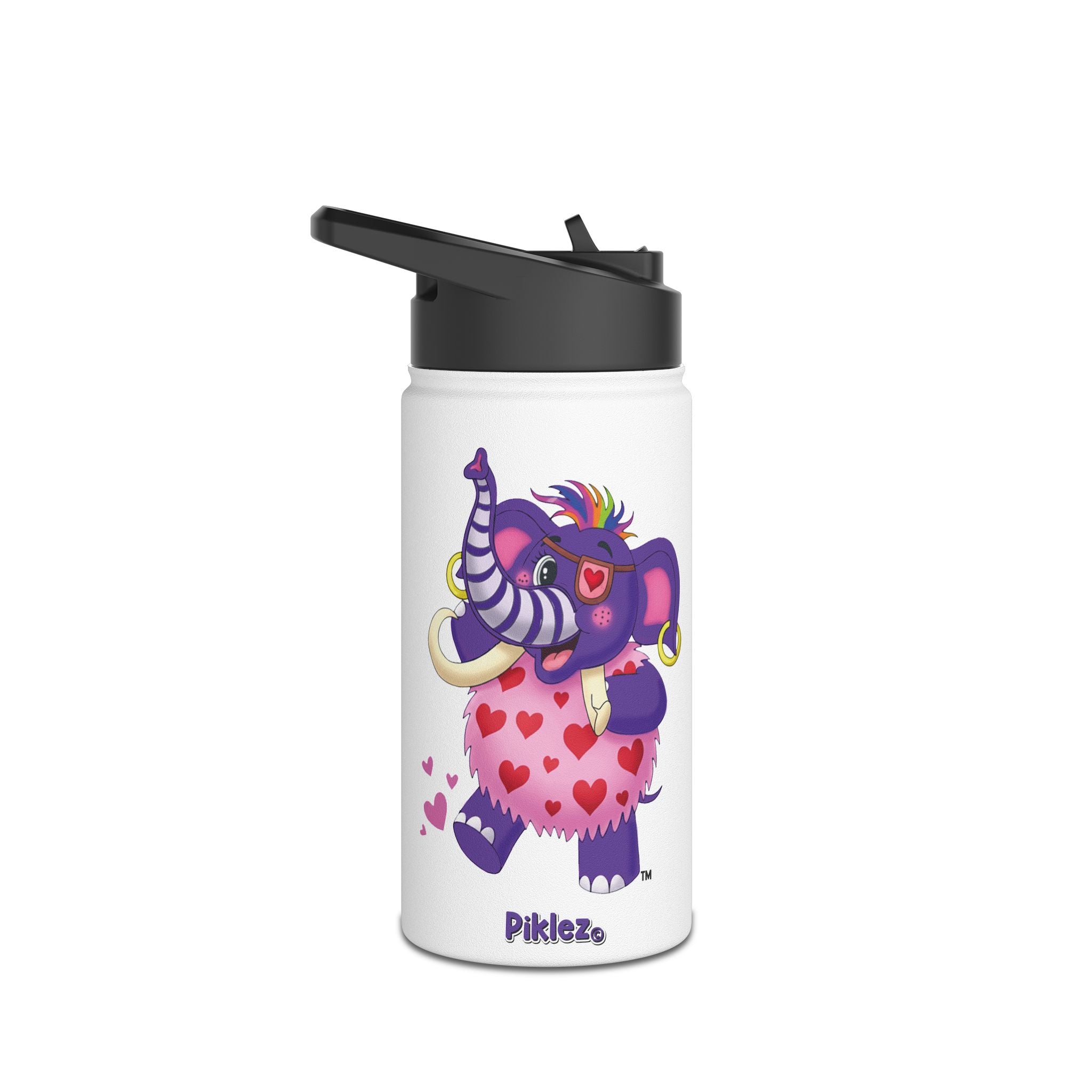 Piklez™ Stainless Steel Water Bottle with Standard Lid – "Full of Love!" Graphic | Smile Universe Collection