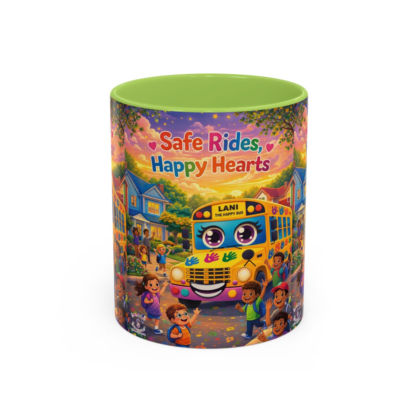 Lani™ Accent Coffee Mug (11oz & 15oz) – "Safe Rides, Happy Hearts" Graphic
