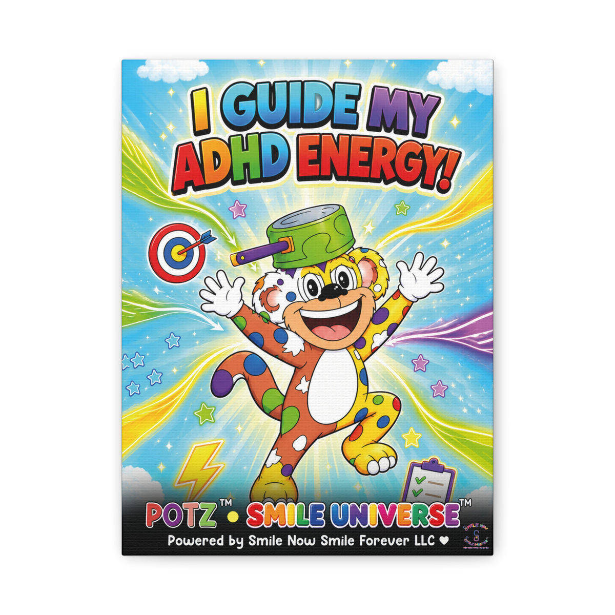 Potz™ Matte Canvas, Stretched 1.25" – "I Guide My ADHD Energy!" Graphic Wall Art | Smile Universe Collection