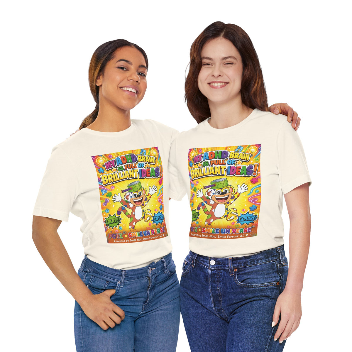 Potz™ Unisex Jersey Short Sleeve Tee – "My ADHD Brain is Full of Brilliant Ideas!" Graphic Tee | Smile Universe Collection