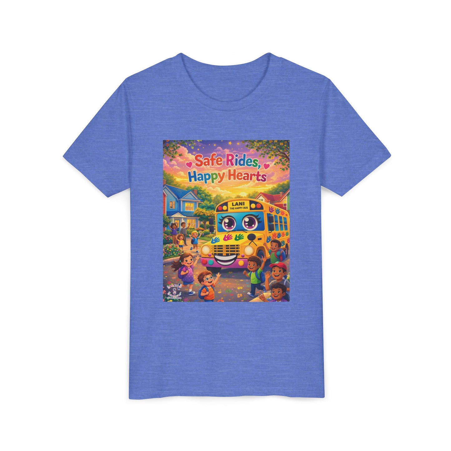 Lani™ Youth Short Sleeve Tee – "Safe Rides, Happy Hearts" Graphic