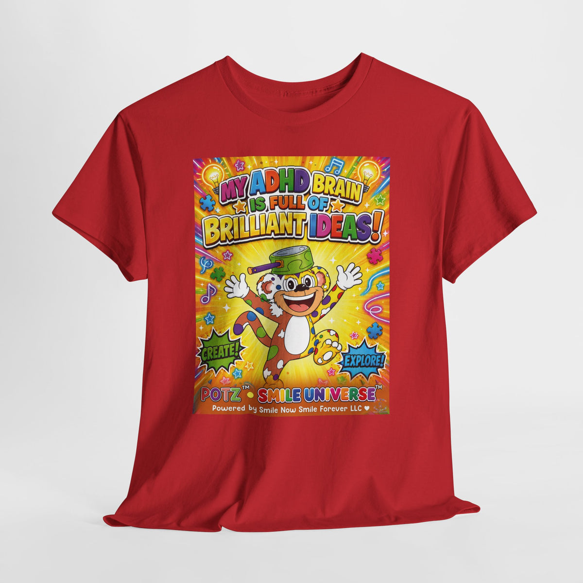 Potz™ Unisex Heavy Cotton™ Tee – "My ADHD Brain is Full of Brilliant Ideas!" Graphic Tee | Smile Universe Collection