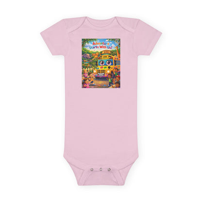 Lani™ Baby Short Sleeve Onesie® – "Adventure Starts With Us!" Graphic