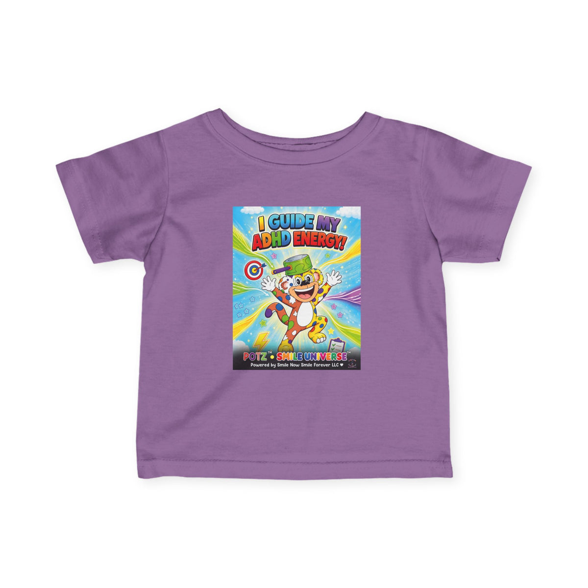 Potz™ Infant Fine Jersey Tee – "I Guide My ADHD Energy!" Graphic Tee | Smile Universe Collection