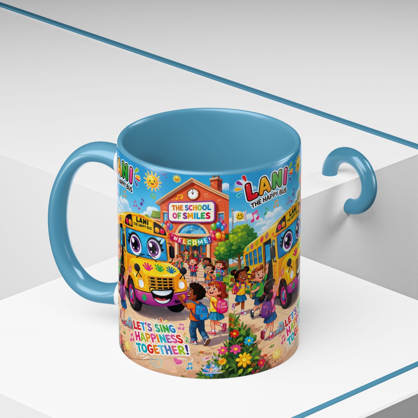 Lani™ Accent Coffee Mug (11oz & 15oz) – "Let's Sing Happiness Together!" Graphic