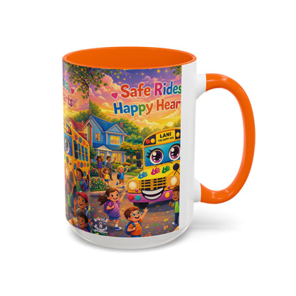 Lani™ Accent Coffee Mug (11oz & 15oz) – "Safe Rides, Happy Hearts" Graphic
