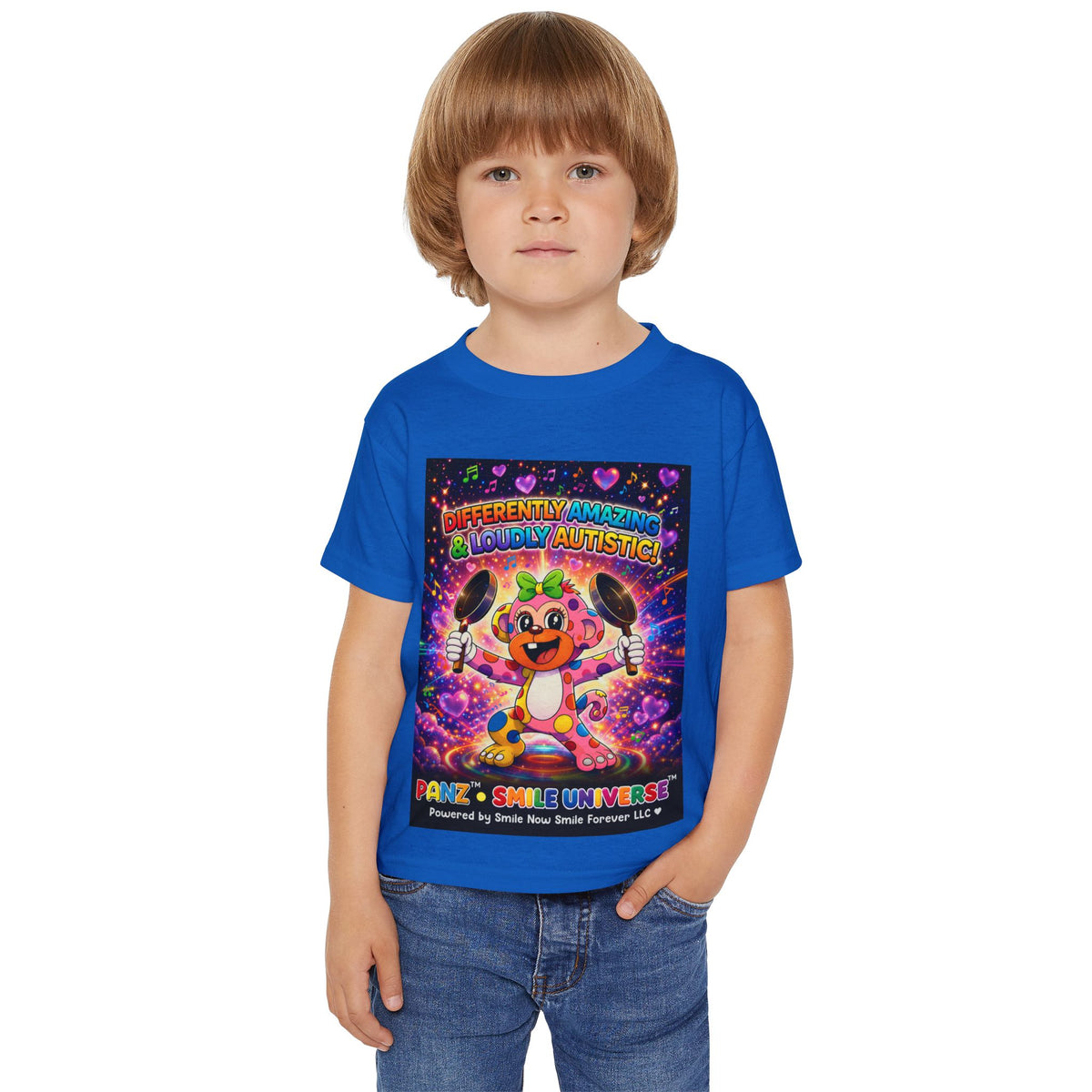 Panz™ Heavy Cotton™ Toddler T-Shirt – "Differently Amazing & Loudly Autistic!" Graphic | Smile Universe Collection