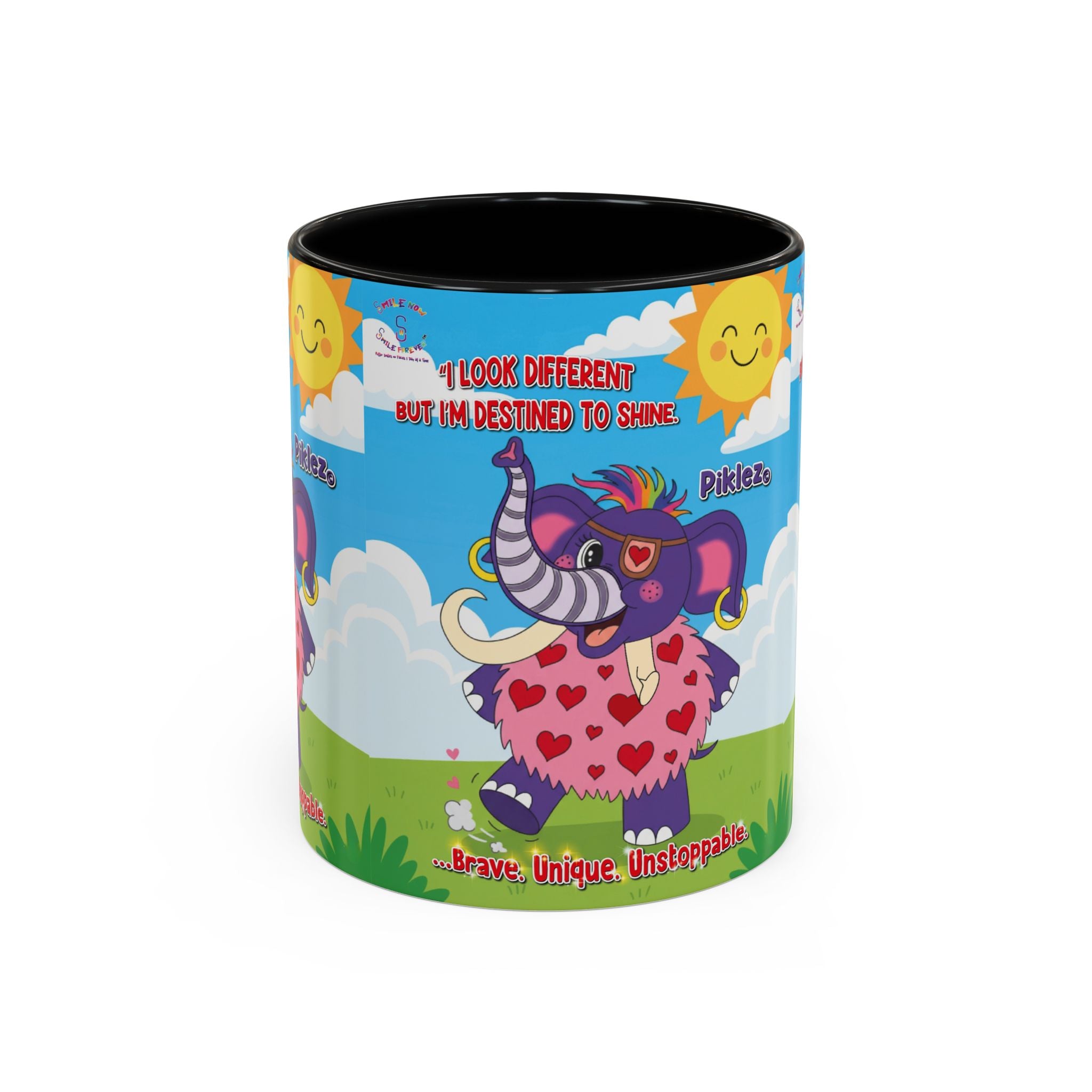 Piklez™ Accent Coffee Mug (11oz, 15oz) – “Destined to Shine” | Smile Universe Collection