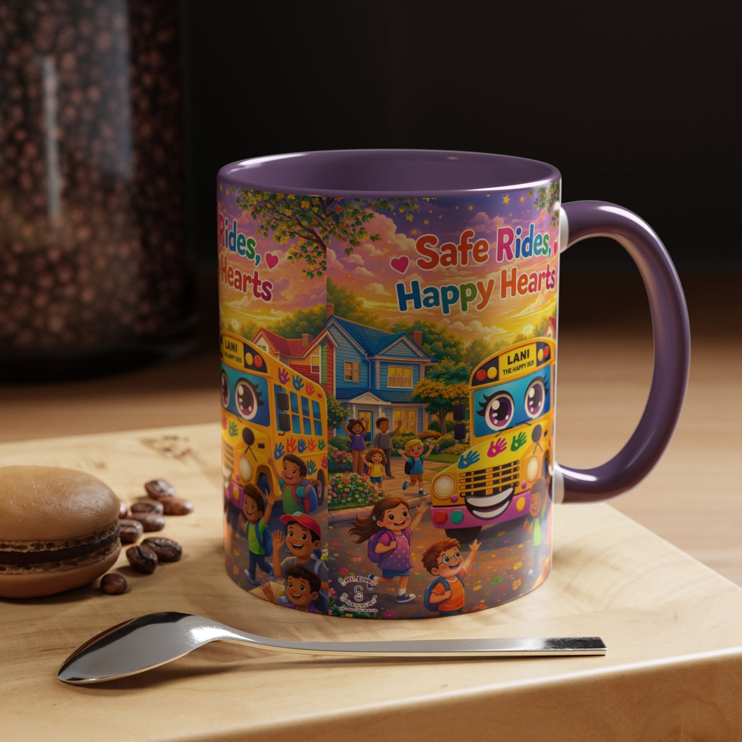 Lani™ Accent Coffee Mug (11oz & 15oz) – "Safe Rides, Happy Hearts" Graphic