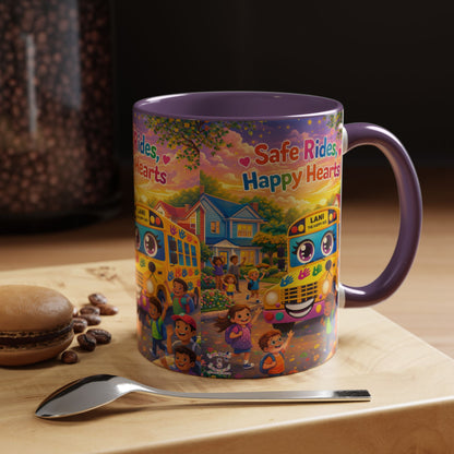 Lani™ Accent Coffee Mug (11oz & 15oz) – "Safe Rides, Happy Hearts" Graphic
