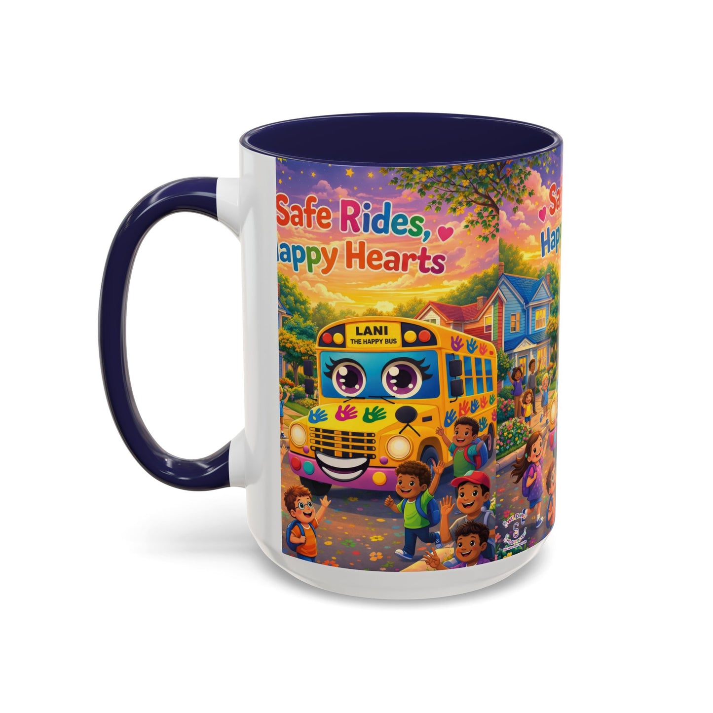 Lani™ Accent Coffee Mug (11oz & 15oz) – "Safe Rides, Happy Hearts" Graphic