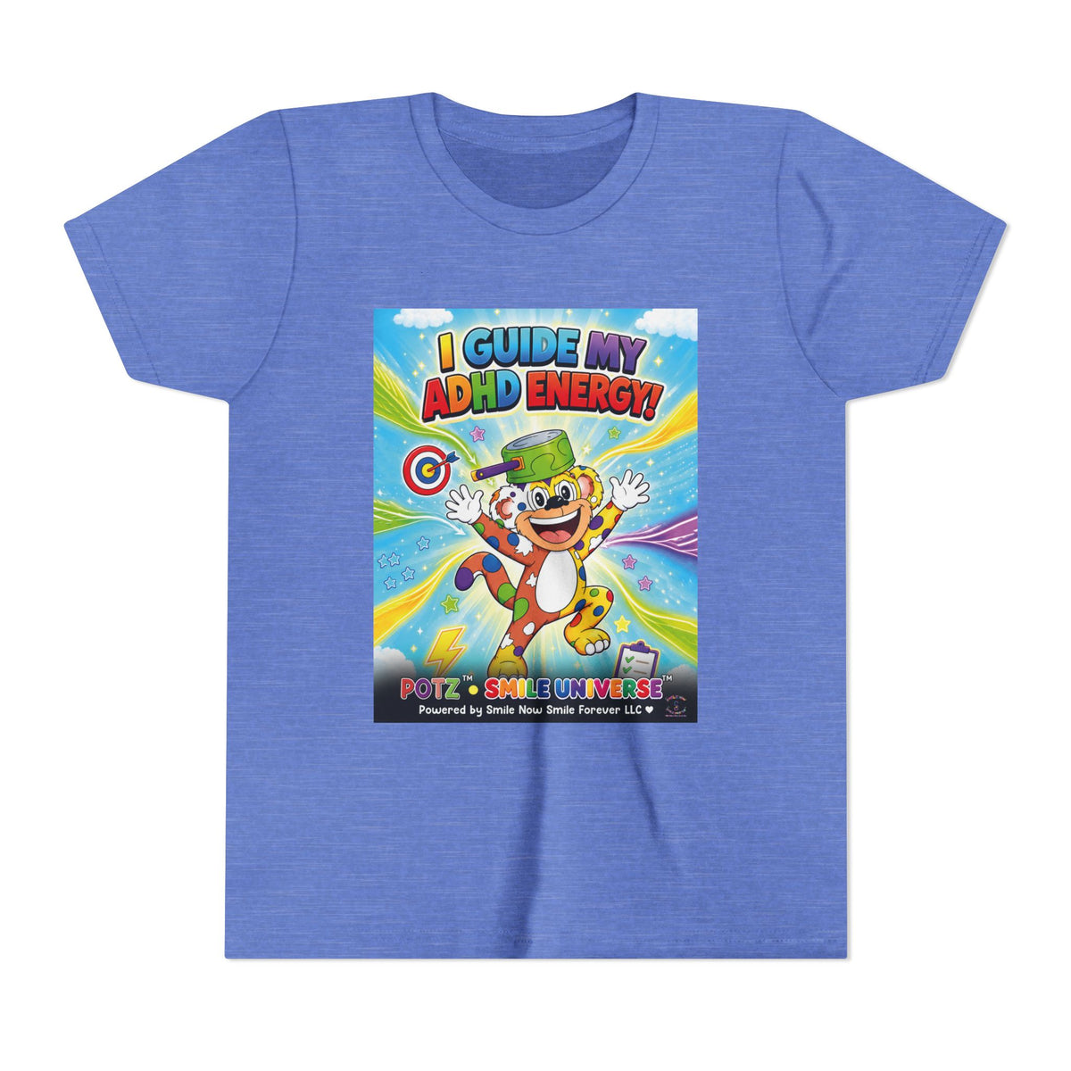 Potz™ Youth Short Sleeve Tee – "I Guide My ADHD Energy!" Graphic Tee | Smile Universe Collection