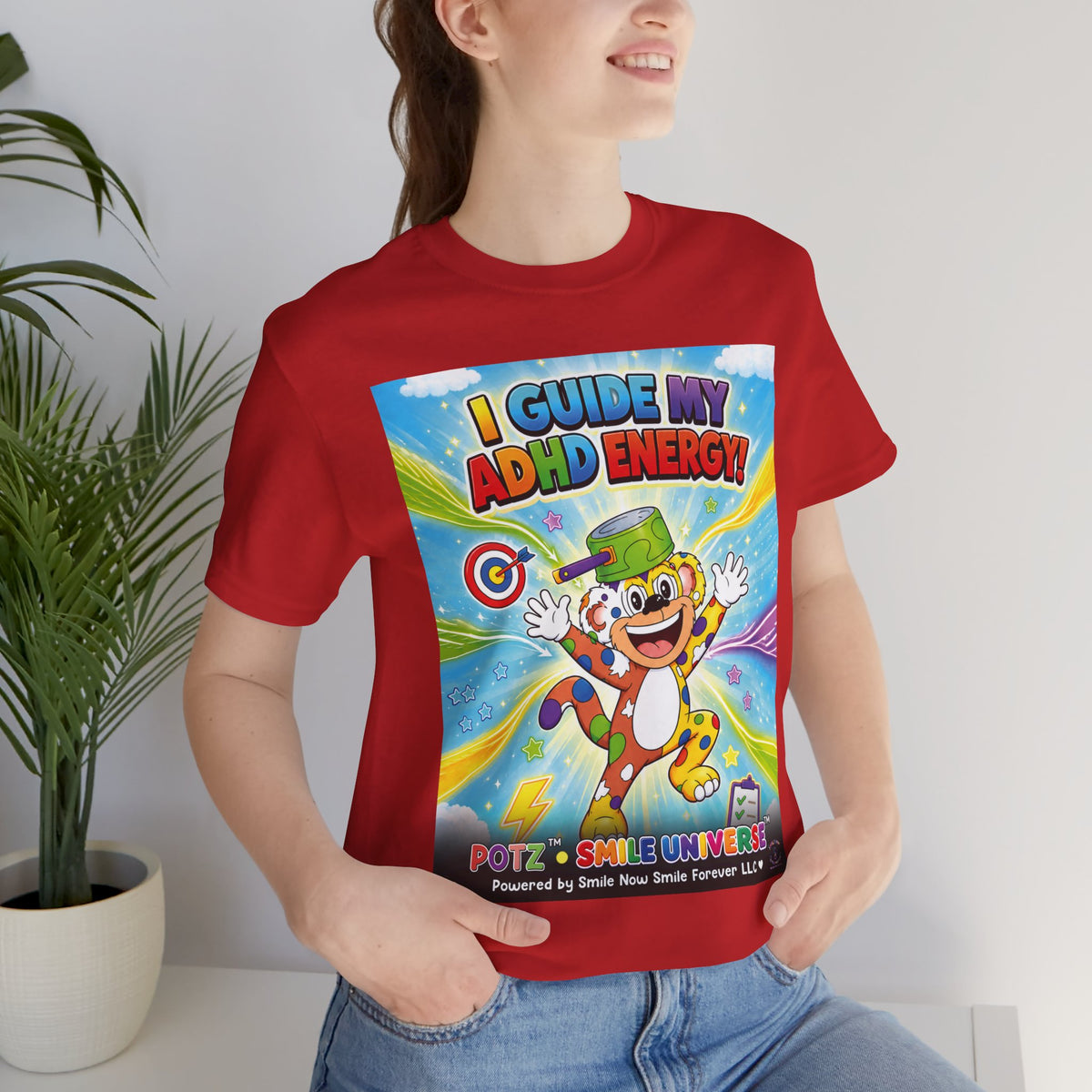 Potz™ Unisex Jersey Short Sleeve Tee – "I Guide My ADHD Energy!" Graphic Tee | Smile Universe Collection