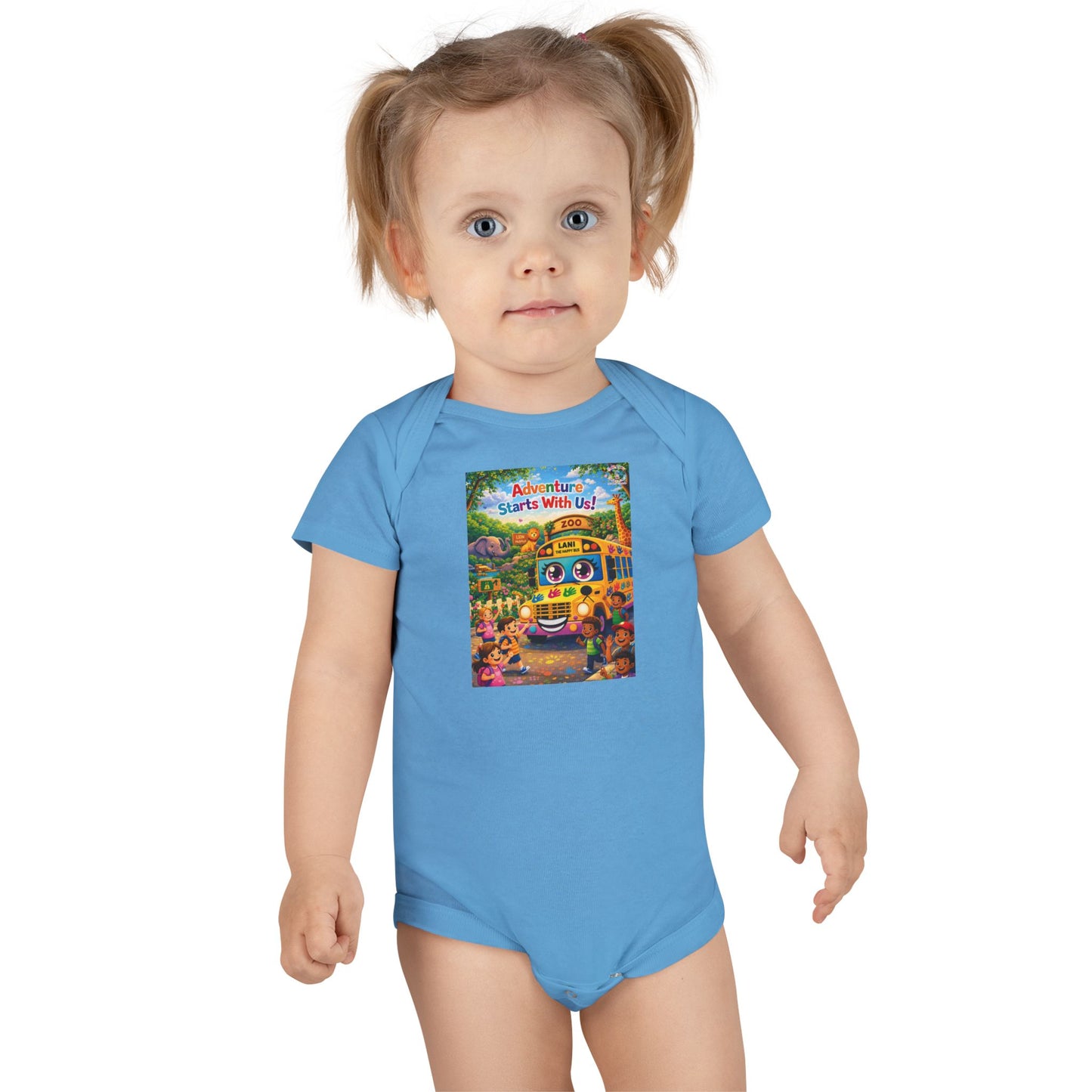 Lani™ Baby Short Sleeve Onesie® – "Adventure Starts With Us!" Graphic