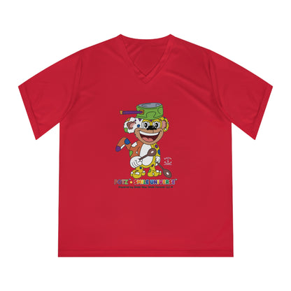 Potz™ Women's Performance V-Neck T-Shirt – Playful Graphic Tee | Smile Universe Collection