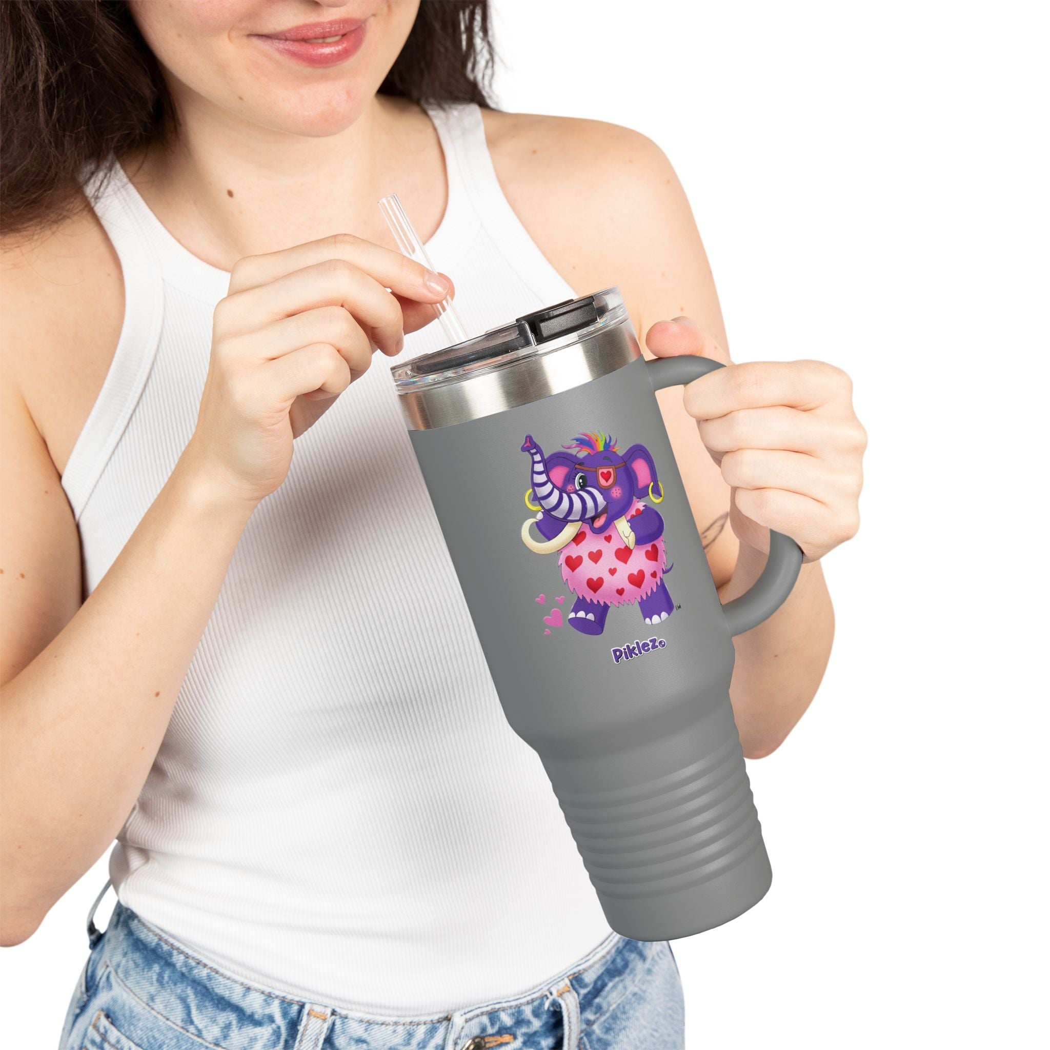 Piklez™ 40oz Insulated Travel Mug – "Full of Love!" Graphic | Smile Universe Collection