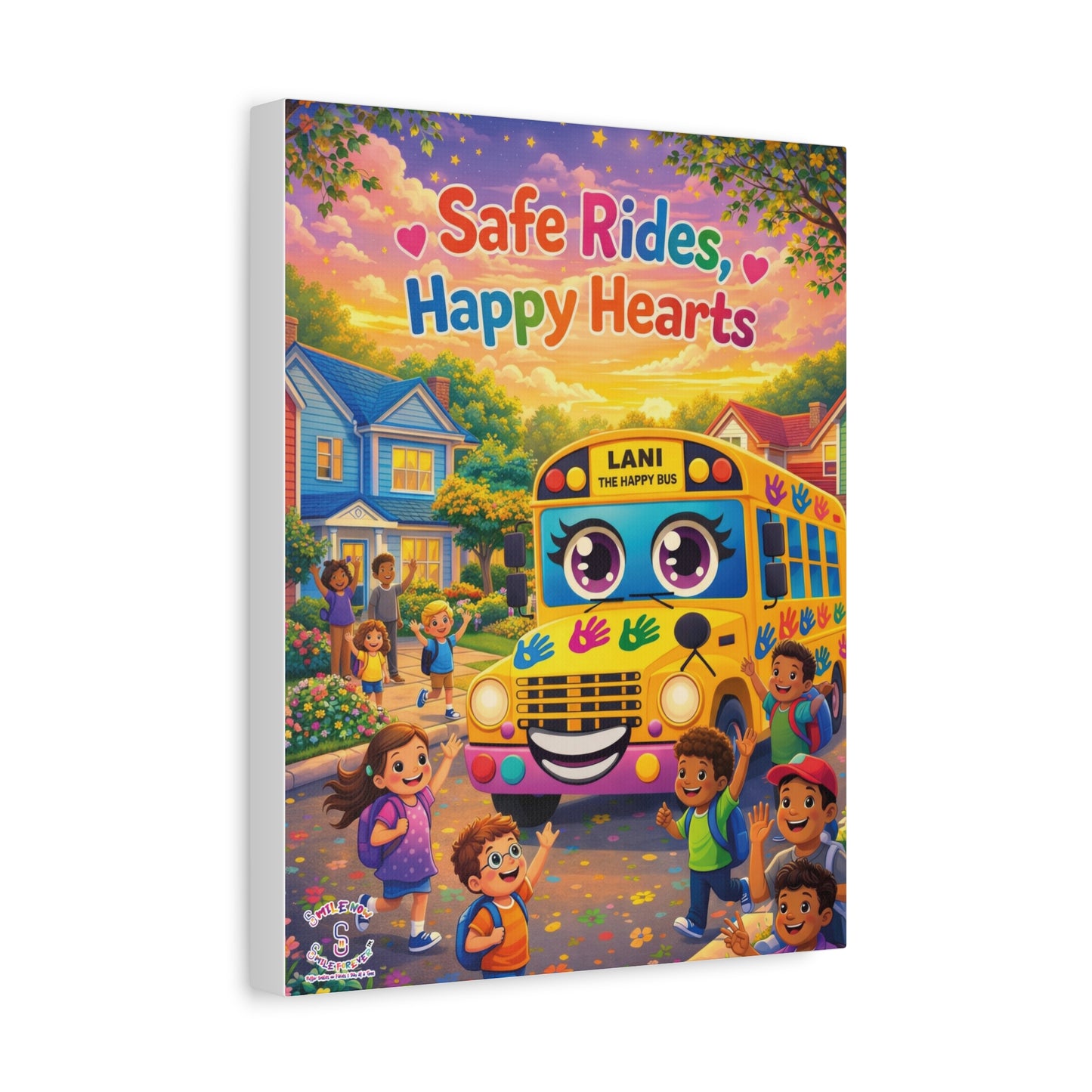 Lani™ Matte Canvas, Stretched 1.25" – "Safe Rides, Happy Hearts" Graphic Wall Art