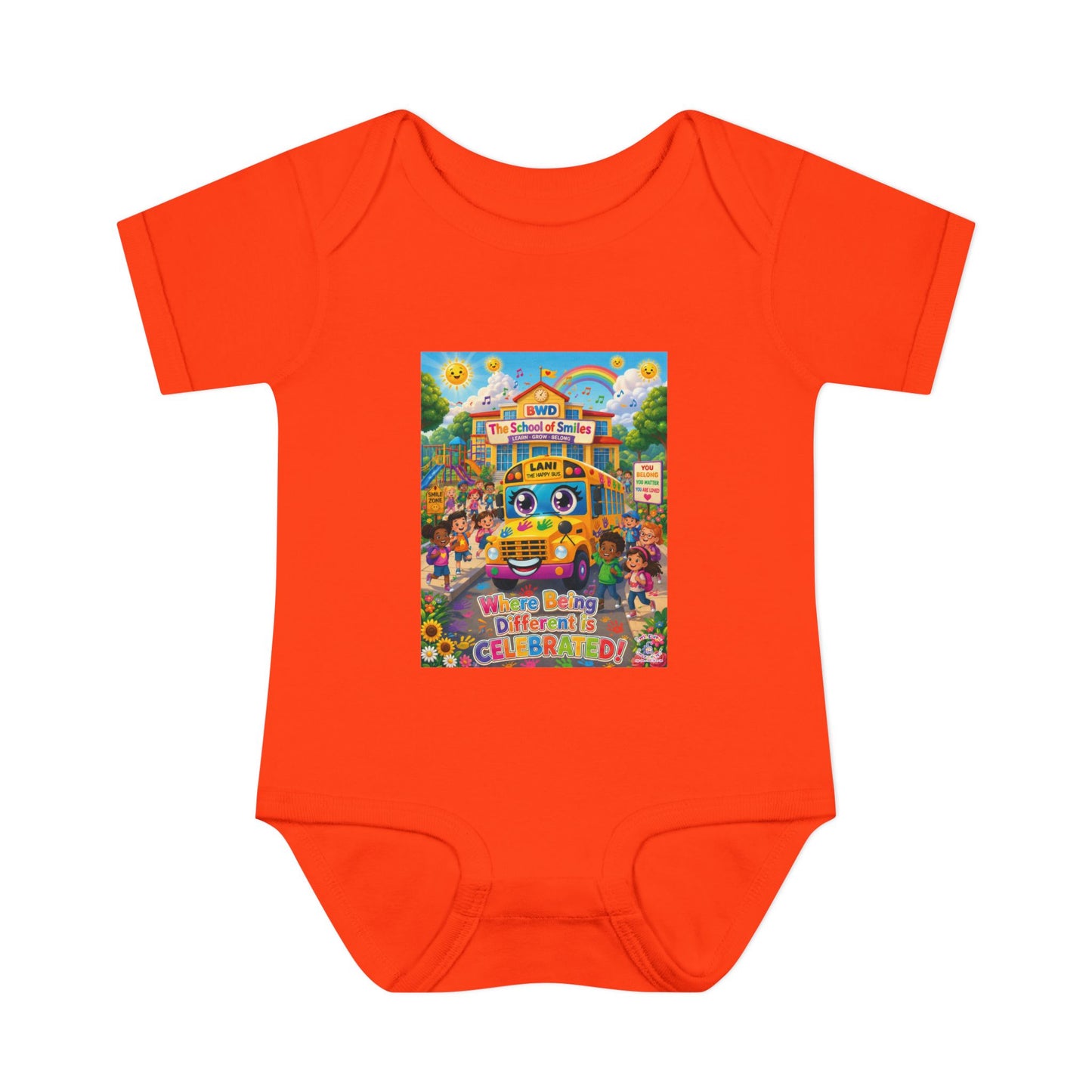Lani™ Infant Baby Rib Bodysuit – "Where Being Different is CELEBRATED!" Graphic