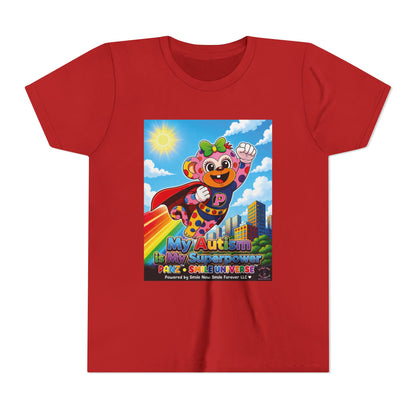 Panz™ Youth Short Sleeve Tee – "My Autism is My Superpower" Graphic | Smile Universe Collection