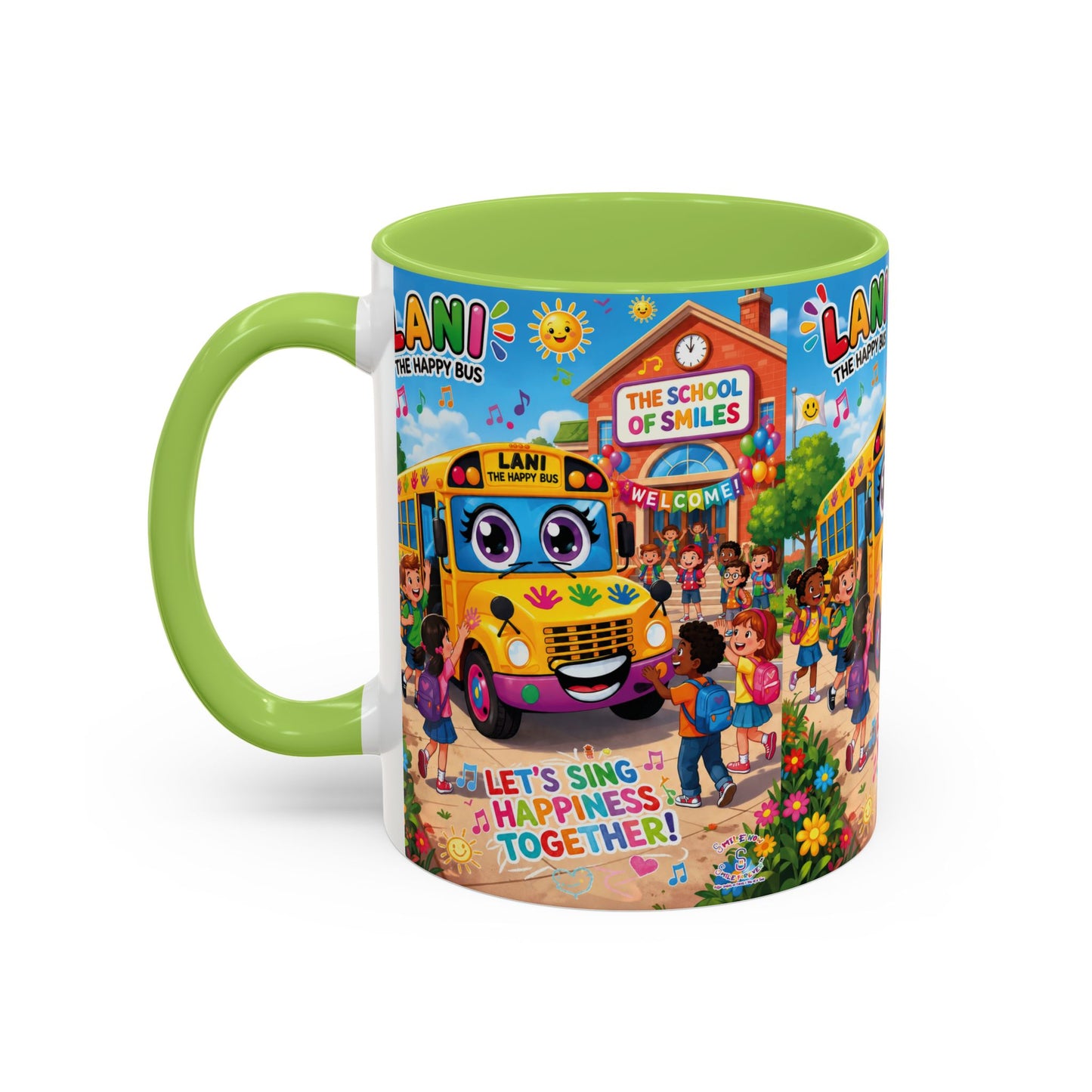 Lani™ Accent Coffee Mug (11oz & 15oz) – "Let's Sing Happiness Together!" Graphic