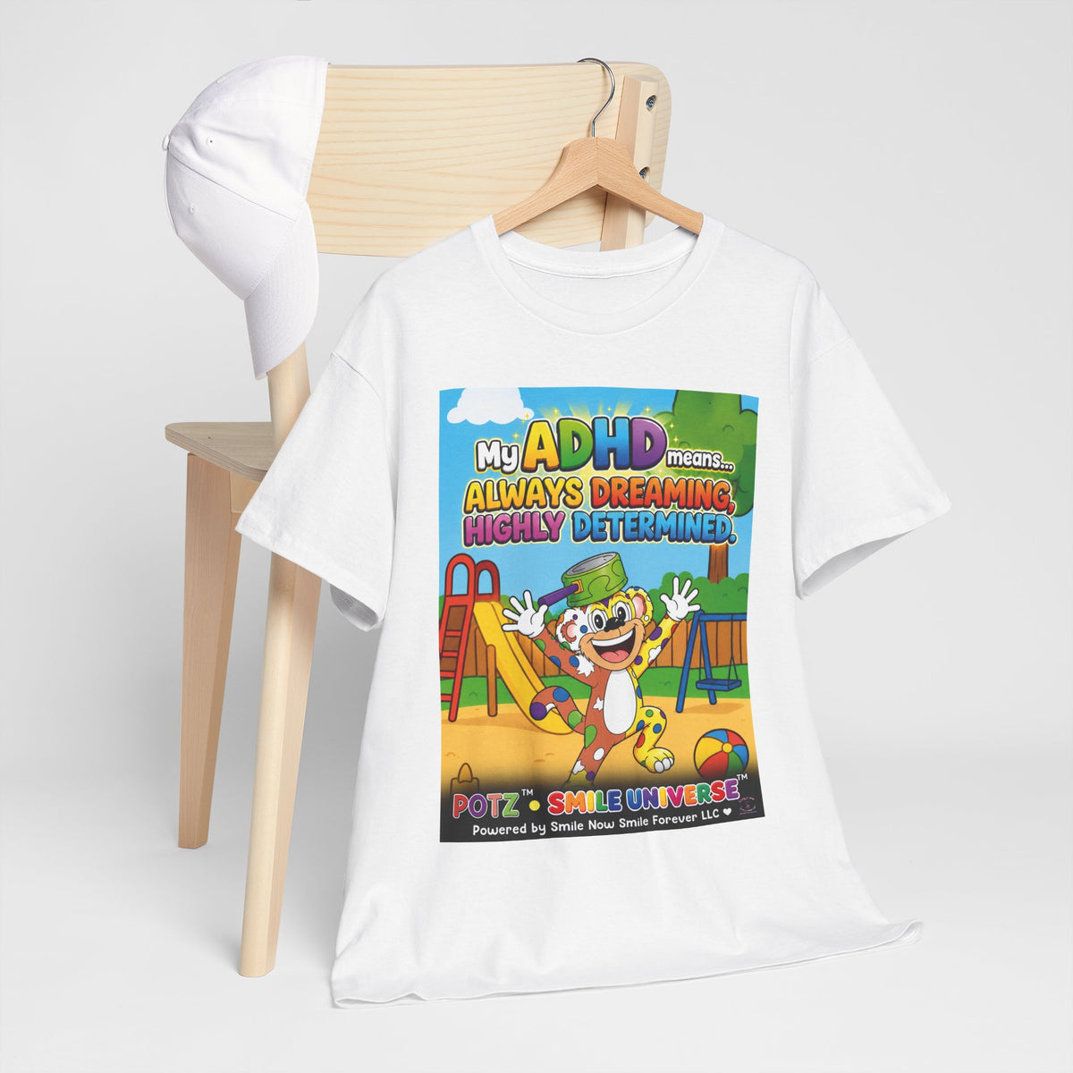 Potz™ Unisex Heavy Cotton™ Tee – "My ADHD Means Always Dreaming, Highly Determined" Graphic Tee | Smile Universe Collection