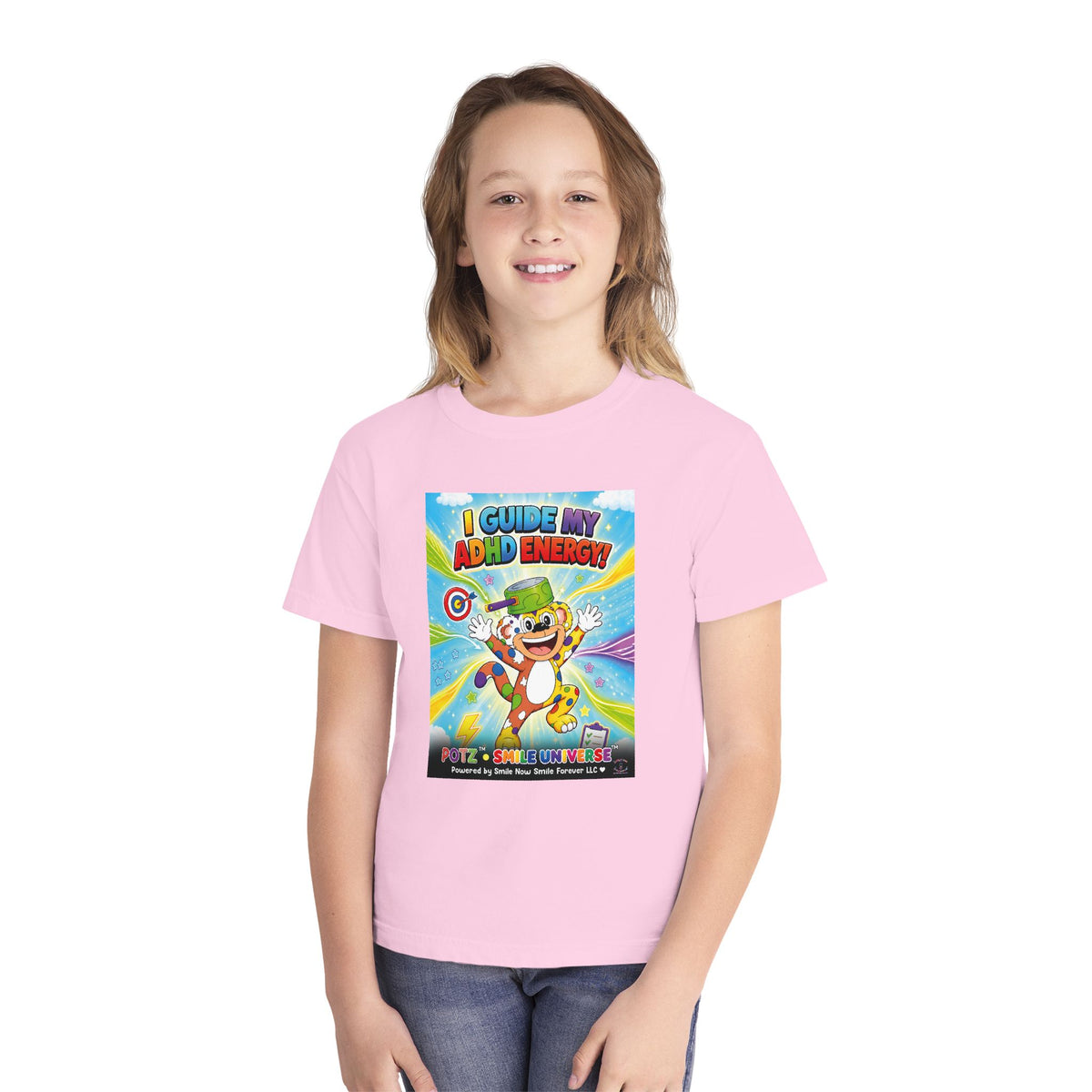 Potz™ Youth Midweight Tee – "I Guide My ADHD Energy!" Graphic Tee | Smile Universe Collection