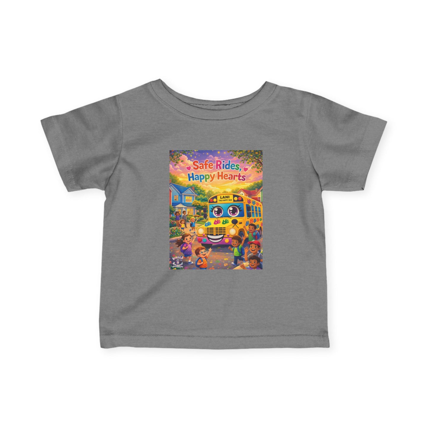 Lani™ Infant Fine Jersey Tee – "Safe Rides, Happy Hearts" Graphic