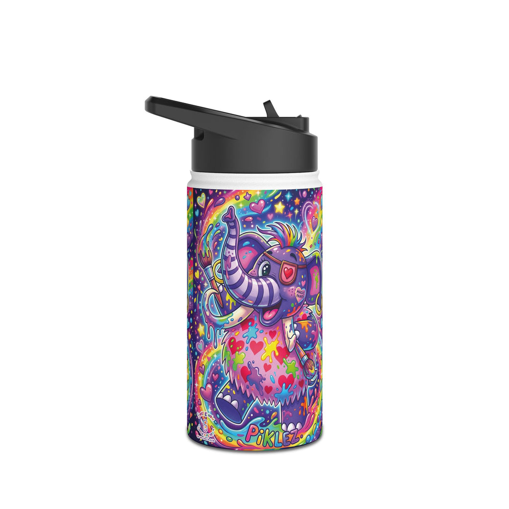 Piklez™ Stainless Steel Water Bottle with Standard Lid – "Magic Paint!" Graphic | Smile Universe Collection