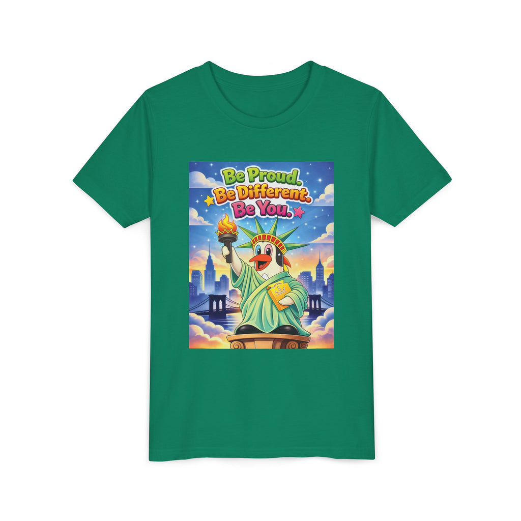 TuBz™M "Be Proud. Be Different. Be You." Kids T-Shirt - Inspirational Graphic Tee