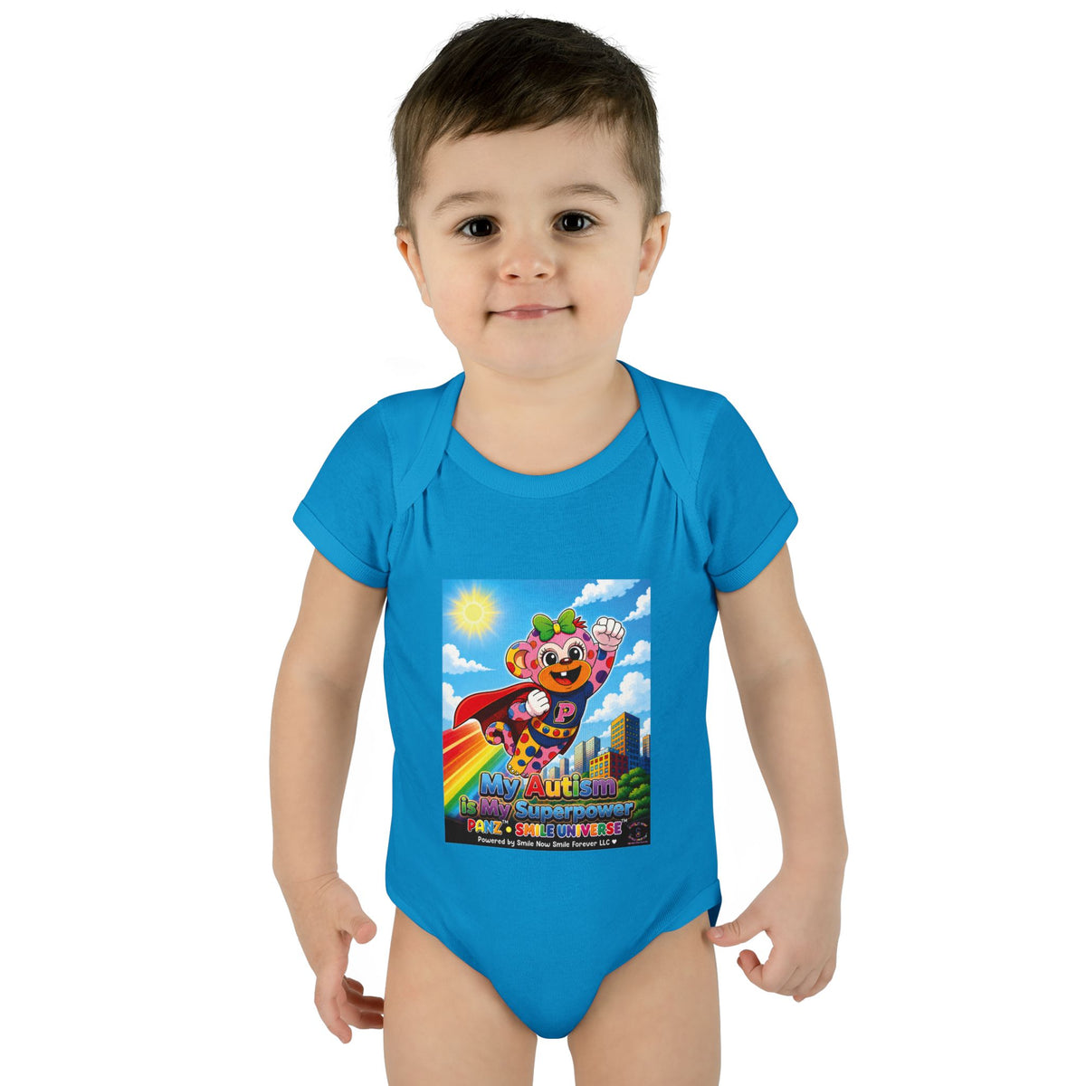 Panz™ Infant Baby Rib Bodysuit – "My Autism is My Superpower" Graphic | Smile Universe Collection