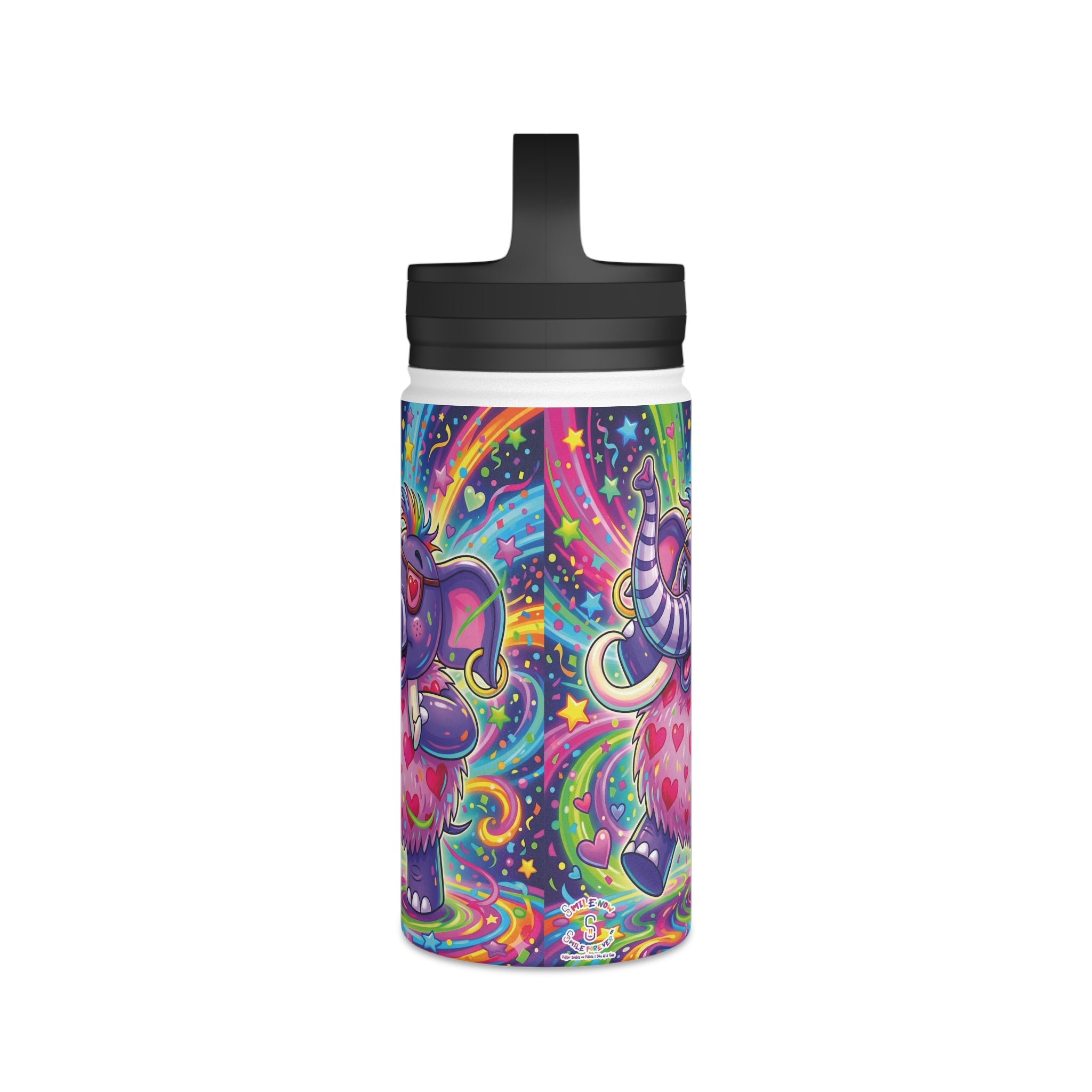 Piklez™ Stainless Steel Water Bottle with Handle Lid – "Born to Celebrate!" Graphic | Smile Universe Collection