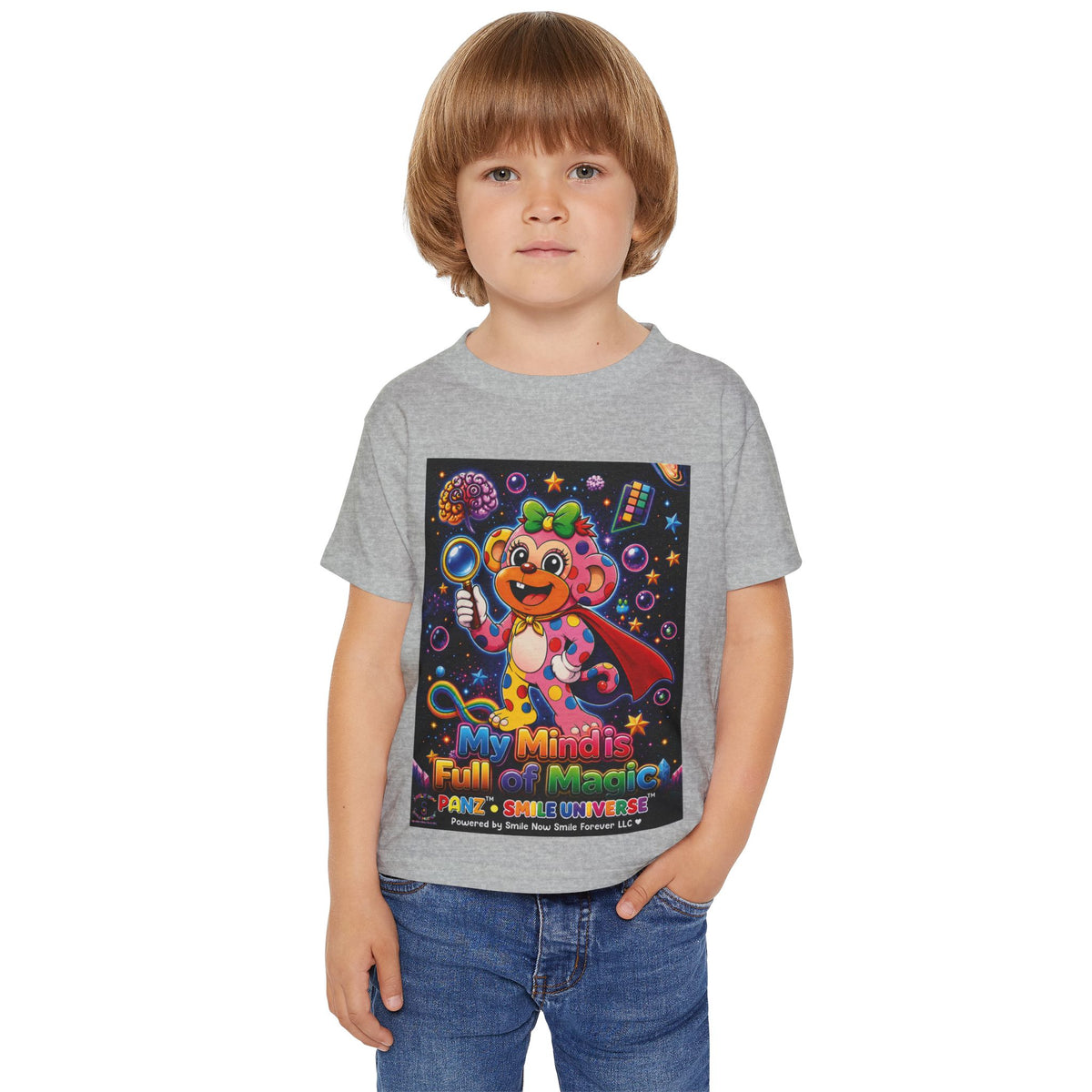 Panz™ Heavy Cotton™ Toddler T-Shirt – "My Mind is Full of Magic" Graphic | Smile Universe Collection