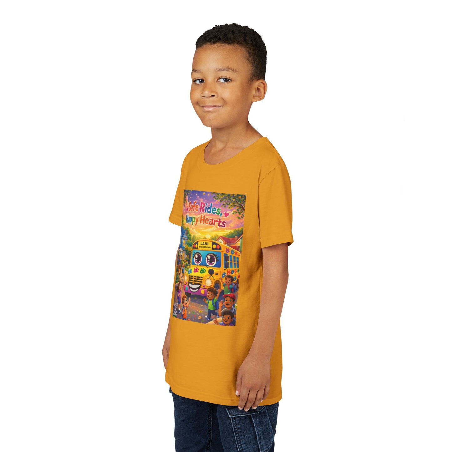 Lani™ Youth Short Sleeve Tee – "Safe Rides, Happy Hearts" Graphic