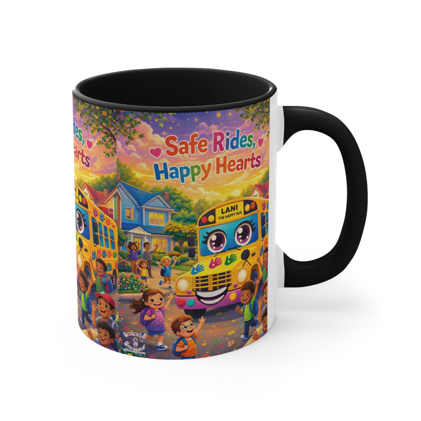 Lani™ Accent Mug – "Safe Rides, Happy Hearts" Graphic