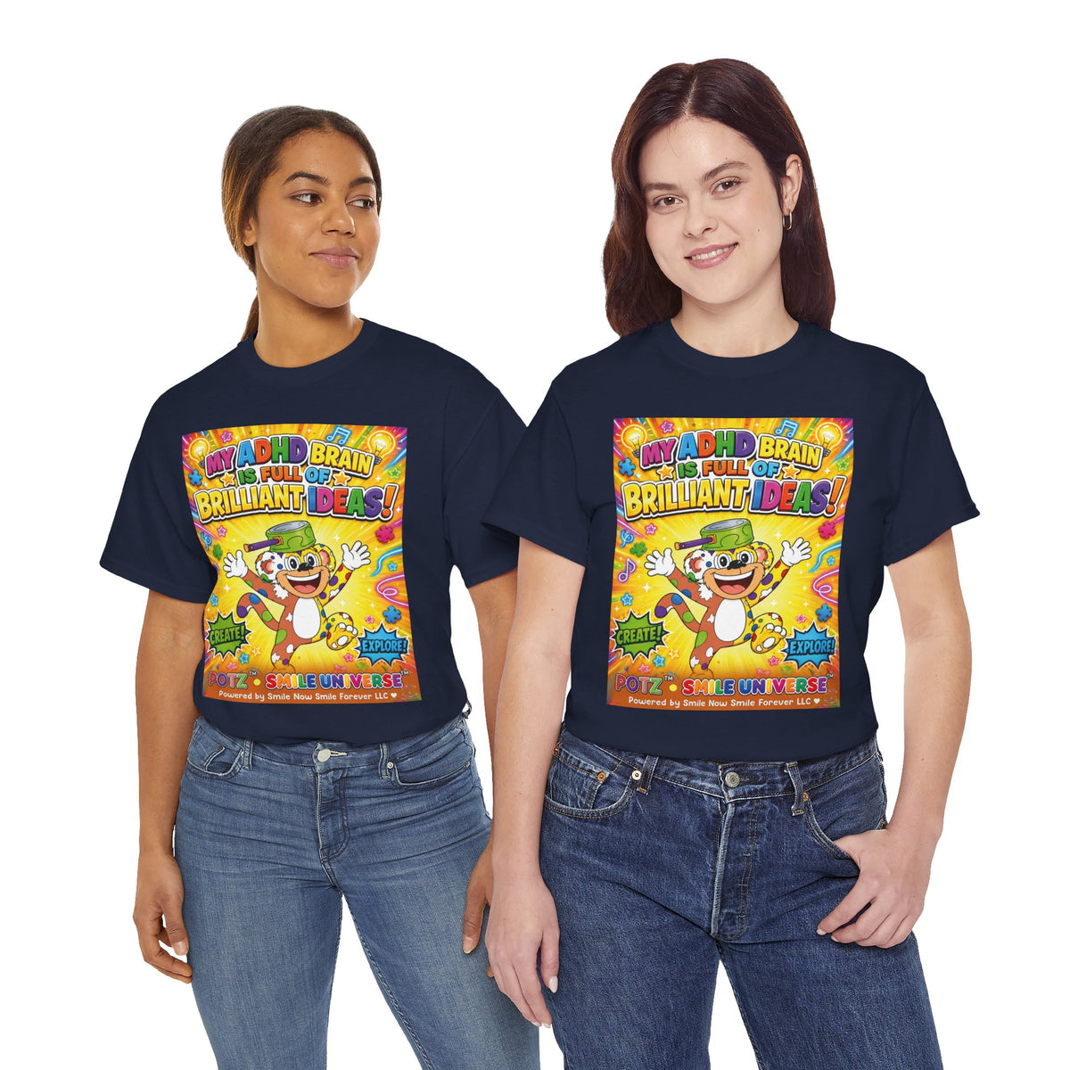 Potz™ Unisex Heavy Cotton™ Tee – "My ADHD Brain is Full of Brilliant Ideas!" Graphic Tee | Smile Universe Collection