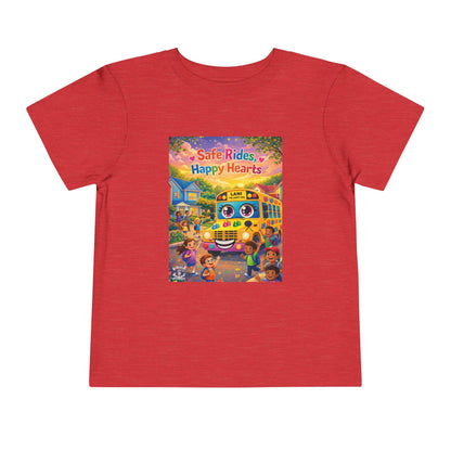 Lani™ Toddler Short Sleeve Tee – "Safe Rides, Happy Hearts" Graphic