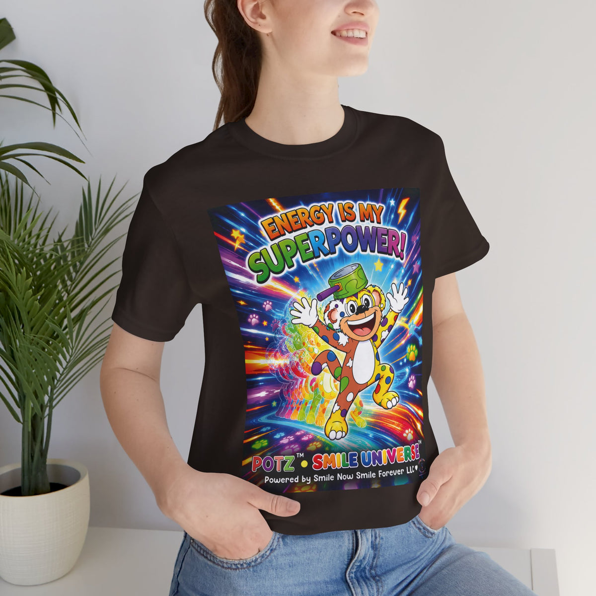 Potz™ Unisex Jersey Short Sleeve Tee – "Energy is My Superpower!" Graphic Tee | Smile Universe Collection