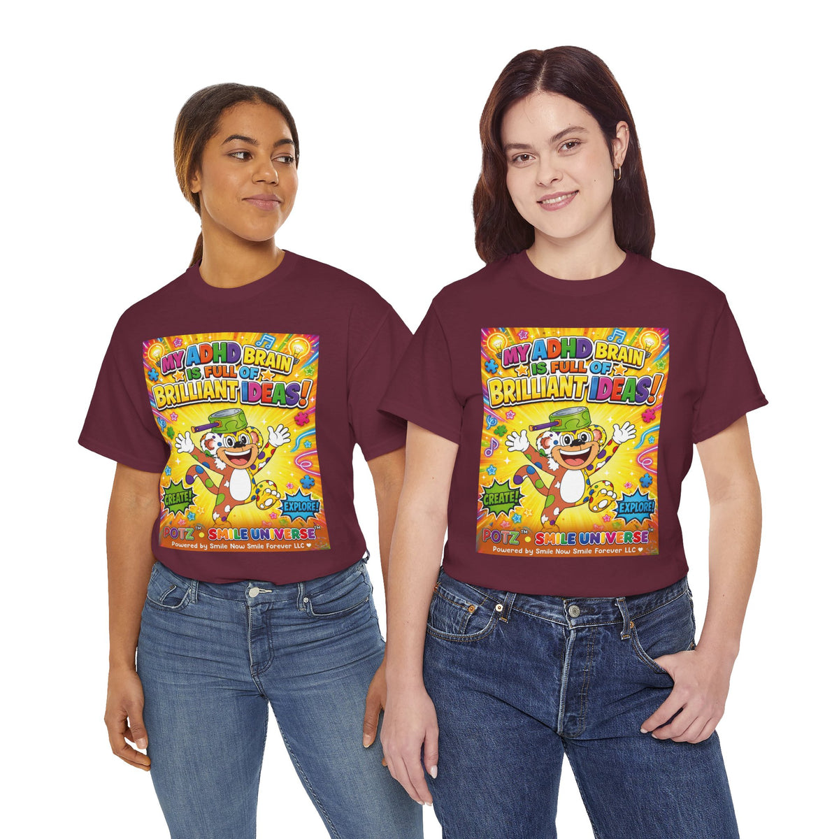 Potz™ Unisex Heavy Cotton™ Tee – "My ADHD Brain is Full of Brilliant Ideas!" Graphic Tee | Smile Universe Collection