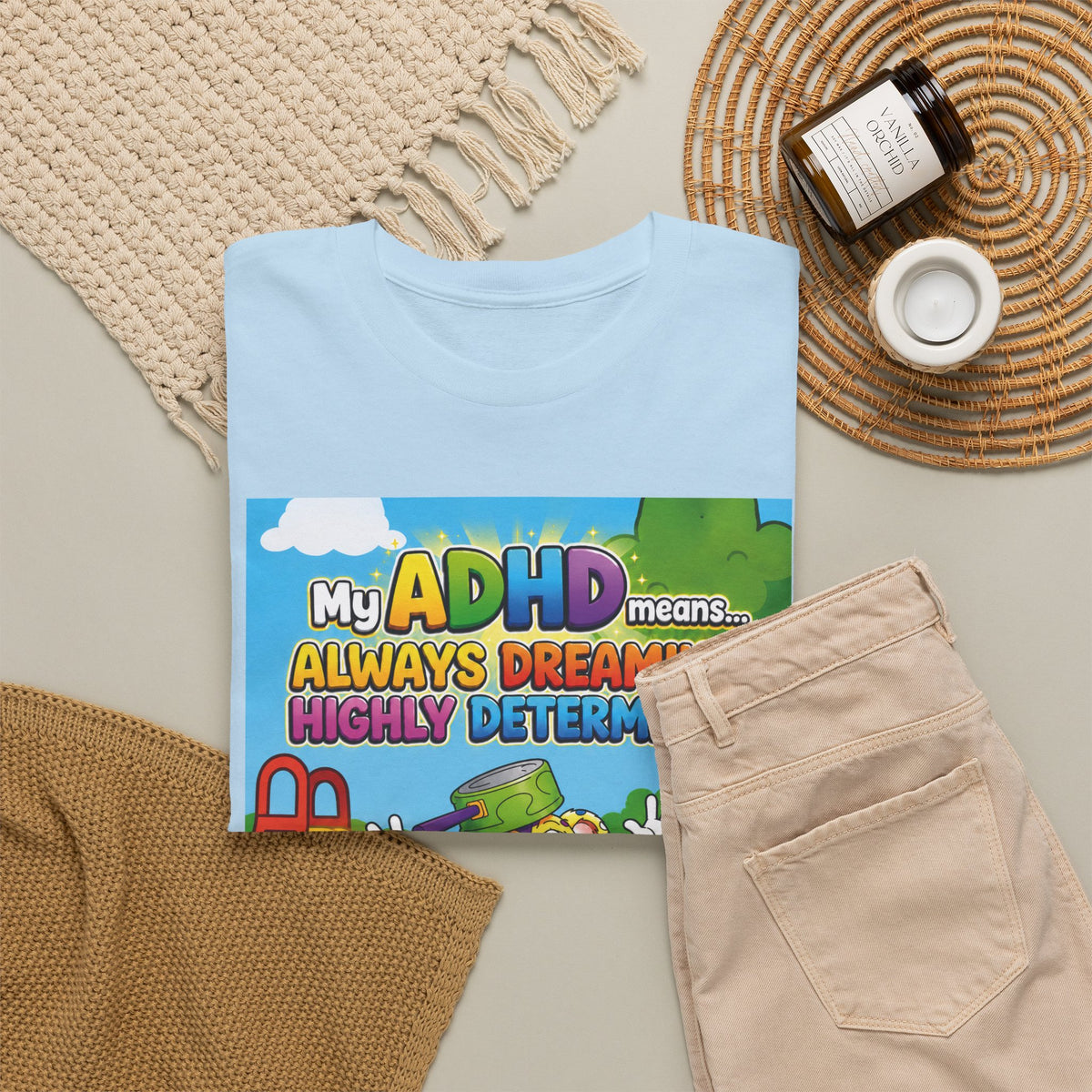 Potz™ Unisex Heavy Cotton™ Tee – "My ADHD Means Always Dreaming, Highly Determined" Graphic Tee | Smile Universe Collection